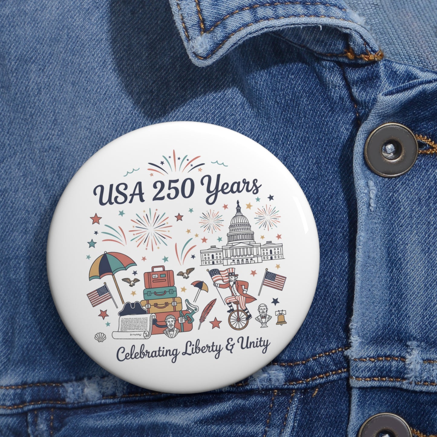 Pin button - Liberty and Unity Semiquincentennial Art