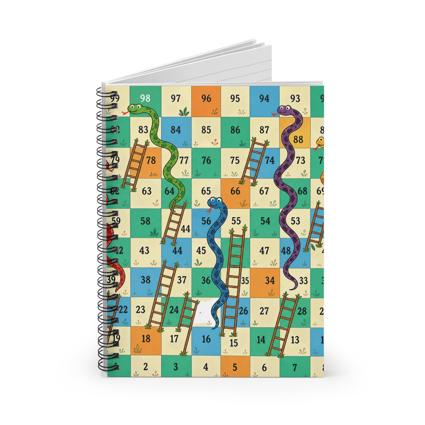 Printable Snakes and Ladders Board Game | Vibrant Cartoon Board Game notebook Design
