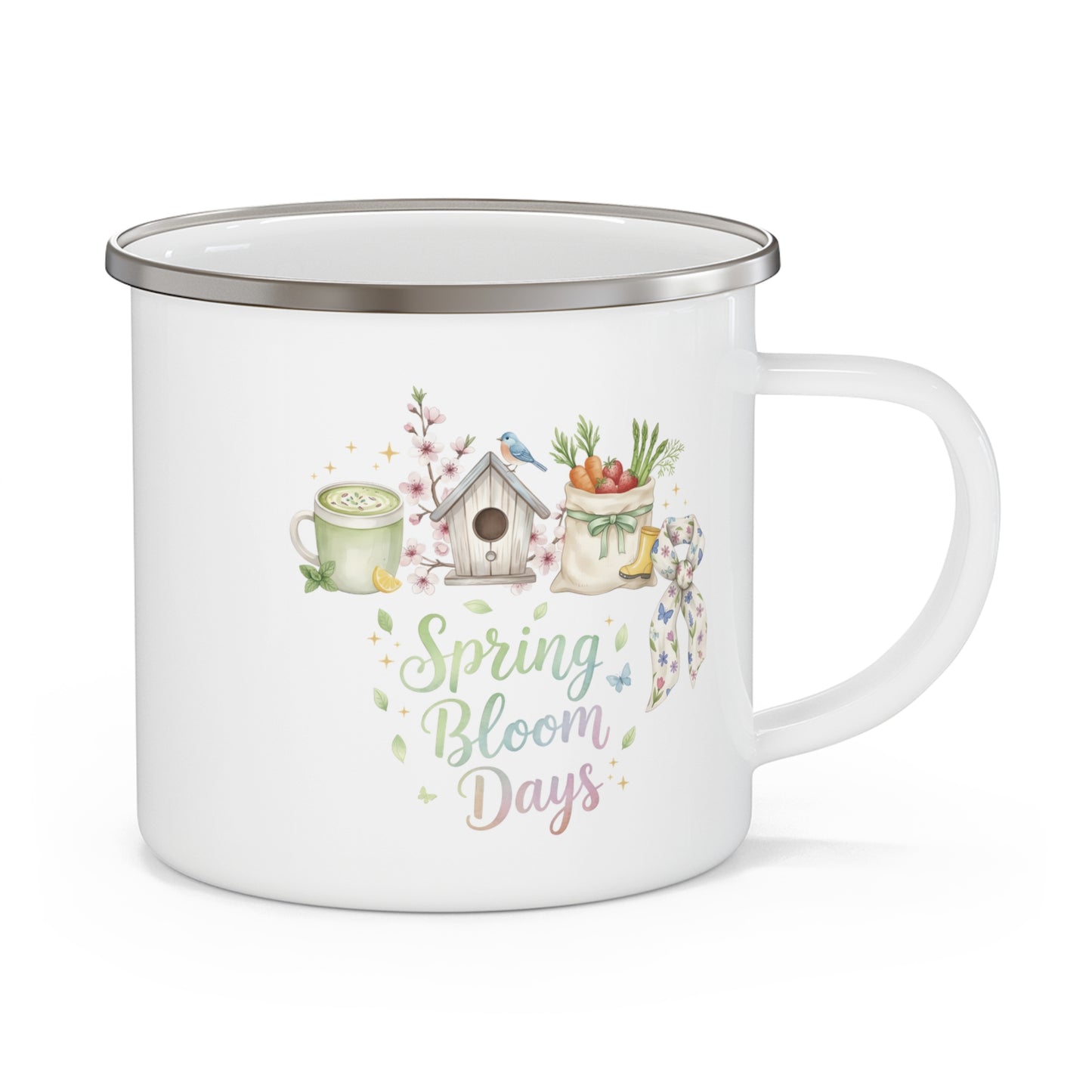 Enamel mug - spring cottage aesthetics