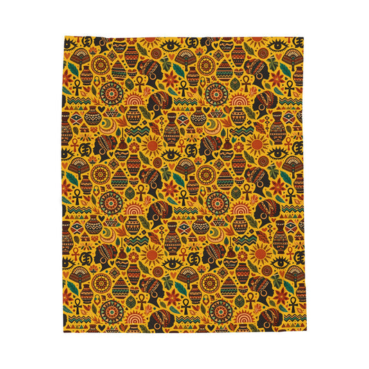Throw blanket - Boho Afrocentric Tribal Illustration Pattern