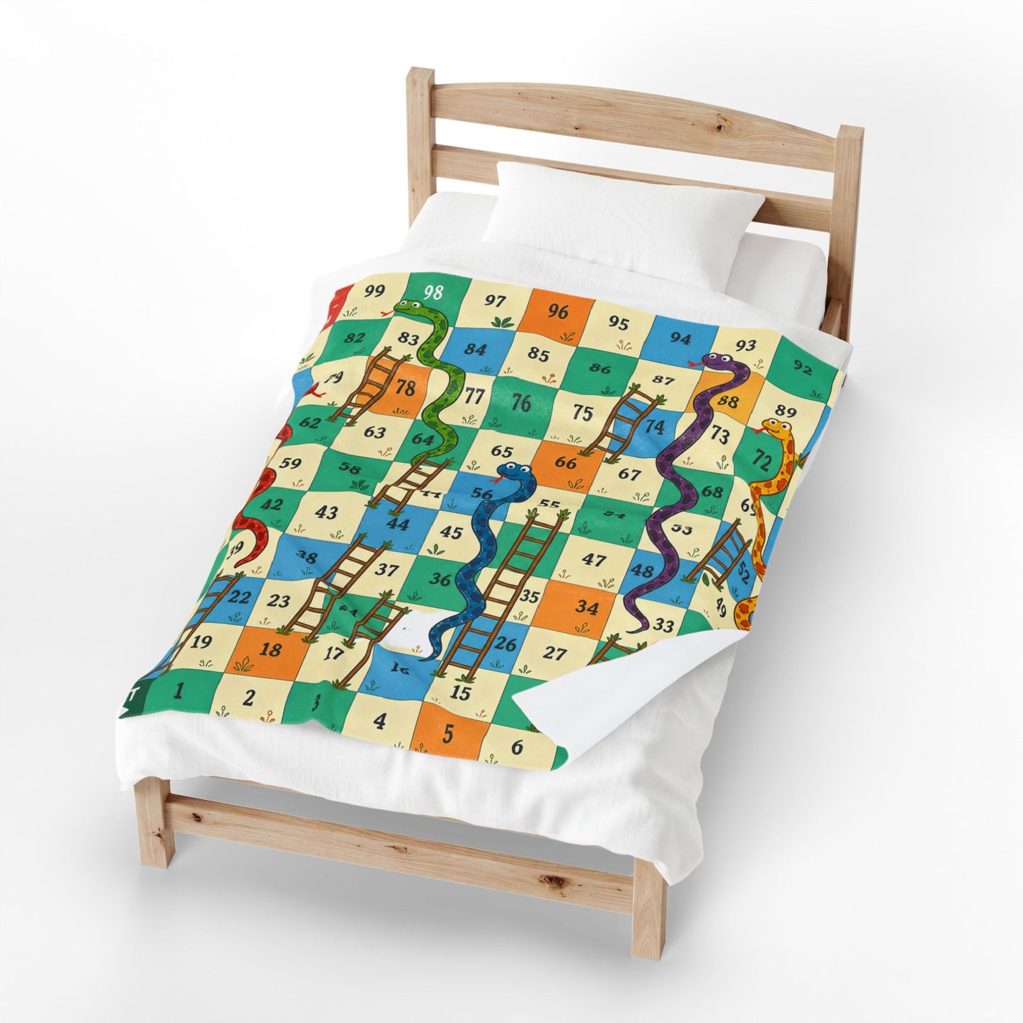 Printable Snakes and Ladders Board Game | Vibrant Cartoon Board Game throw blanket Design