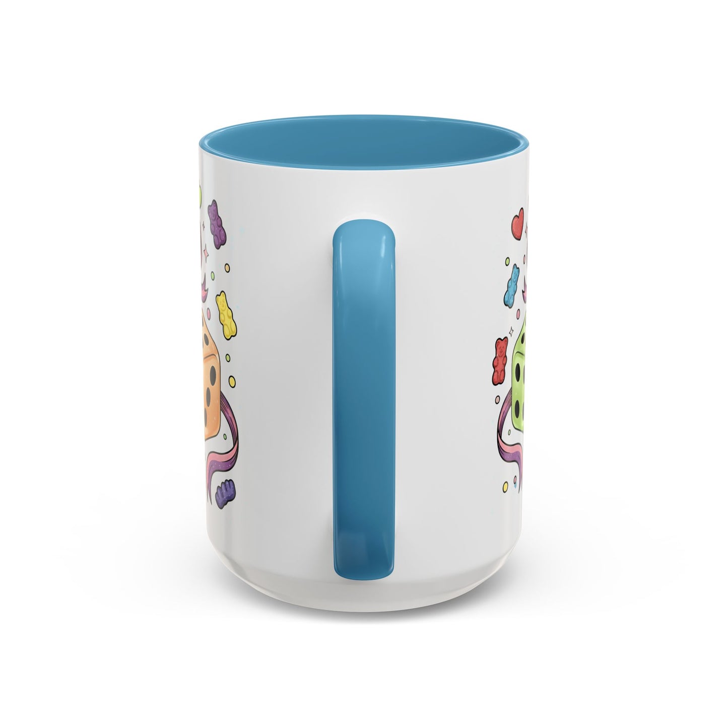 15 oz coloured inside mug - Whimsical Dice and Gummy Bears
