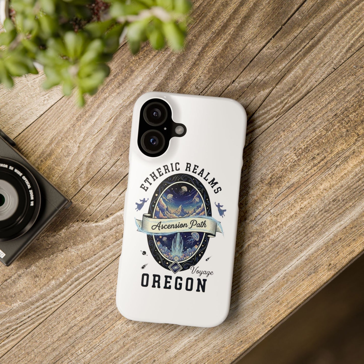 Iphone 16 slim case - Celestial Oregon Vintage Travel Badge
