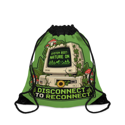 System Boot Nature On: Vintage Cottagecore Tech Graphic Art drawstring bag