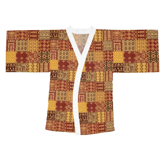 Long sleeves kimono - African Inspired Tribal Mosaic Pattern