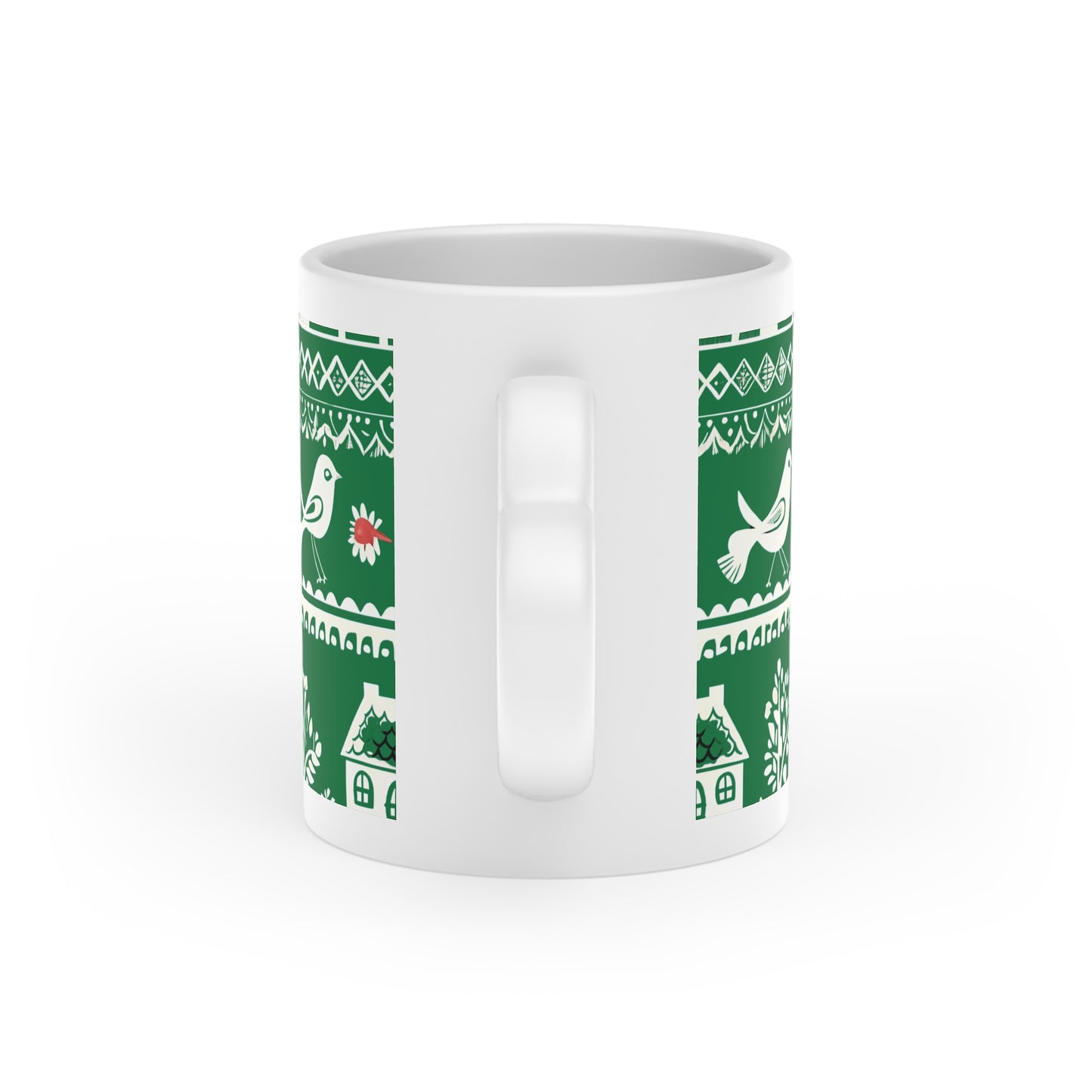 Heart-Shaped Mug - the folk art garden pattern