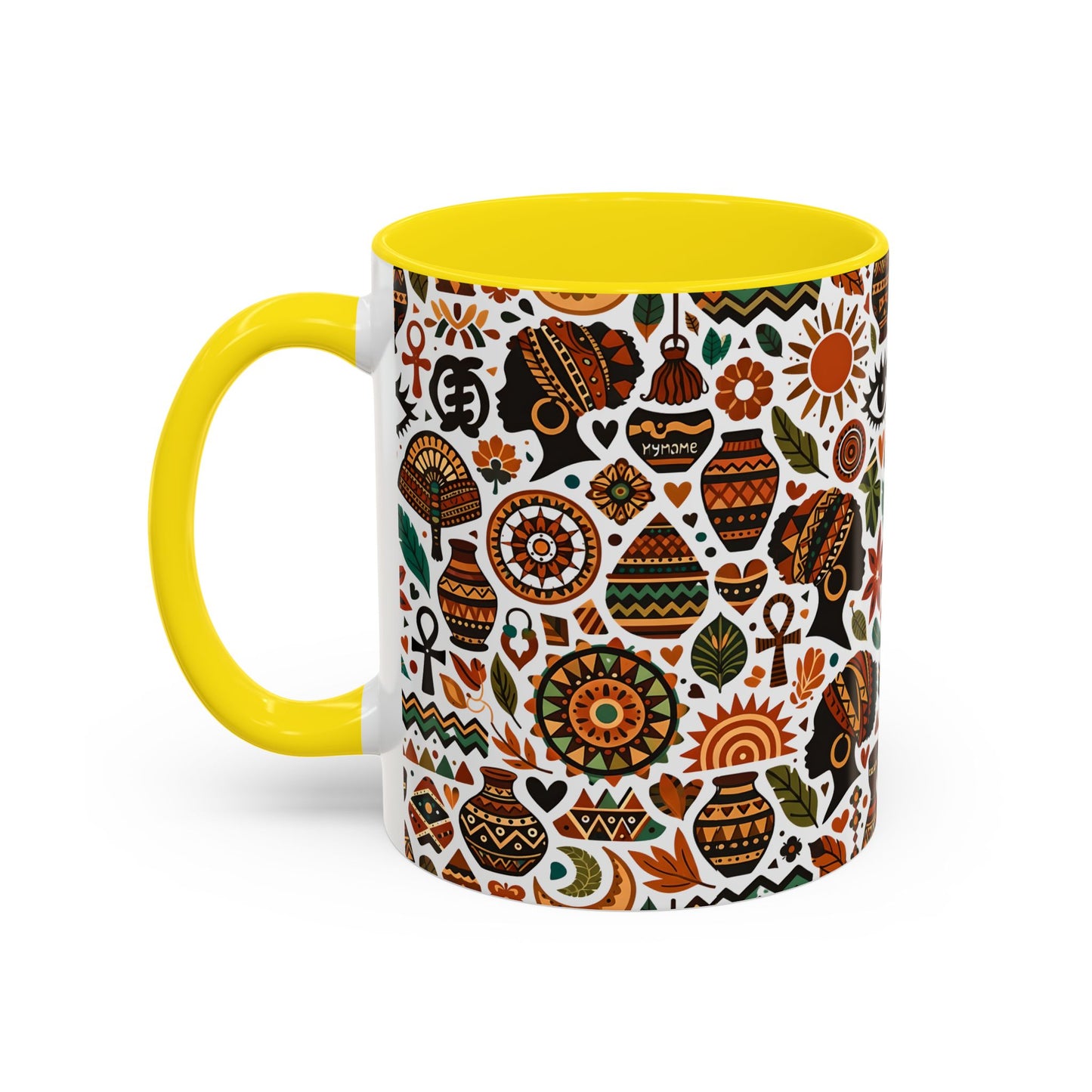 11 oz mug - Boho Afrocentric Tribal Illustration Pattern