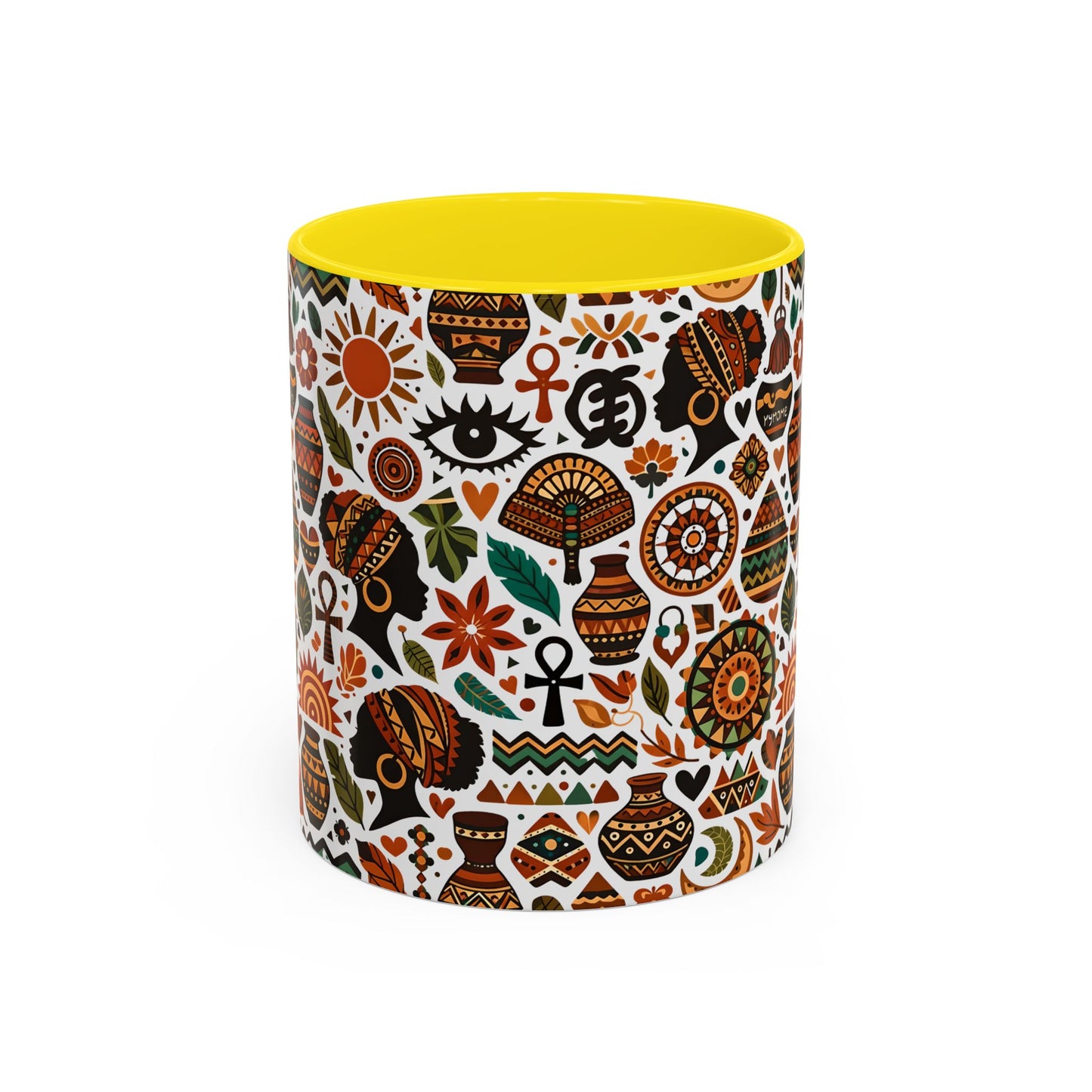 11 oz mug - Boho Afrocentric Tribal Illustration Pattern