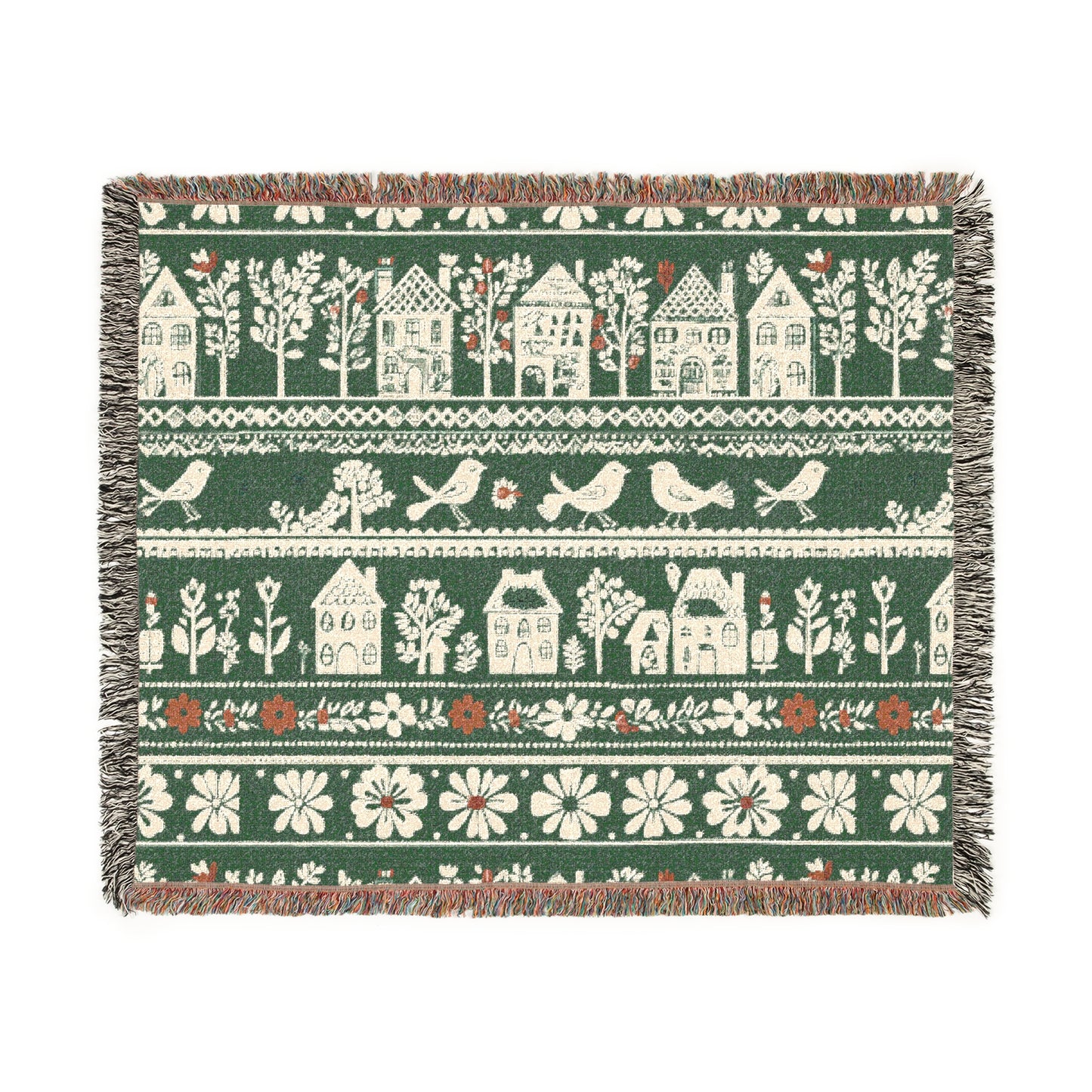 Woven blanket - the folk art garden pattern