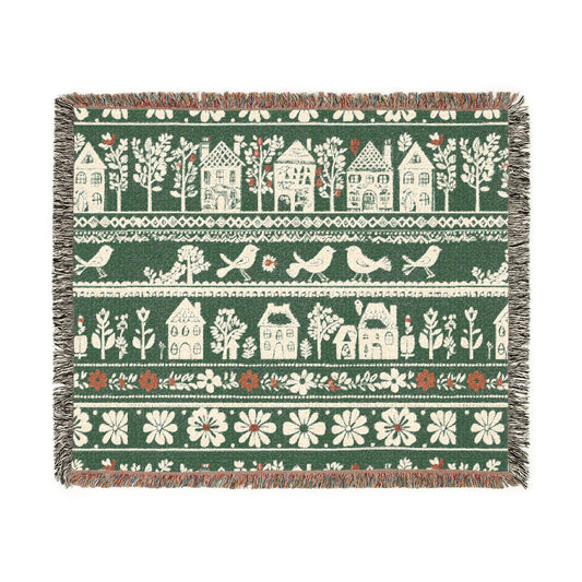 Woven blanket - the folk art garden pattern