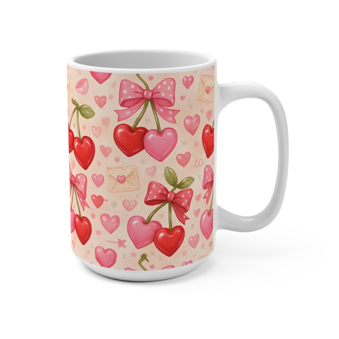15 oz mug - Valentine's cherry pattern