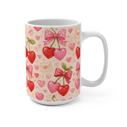 15 oz mug - Valentine's cherry pattern