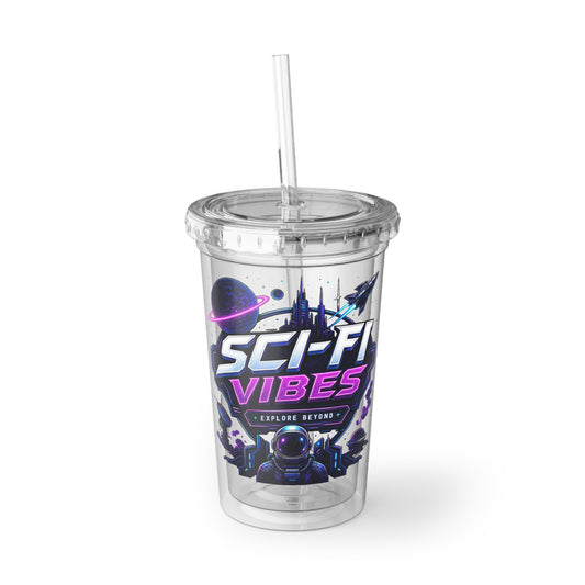 Sci-Fi Vibes Explore Beyond Futuristic Space Graphic acrylic tumbler Design