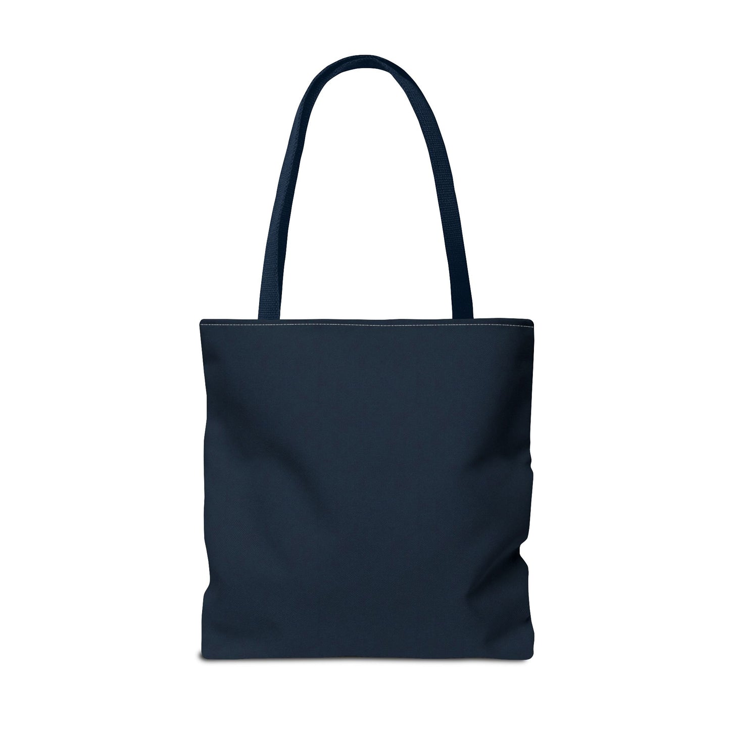 A close-up graphic of a metallic gold zipper opening up dark navy denim fabric - tote bag