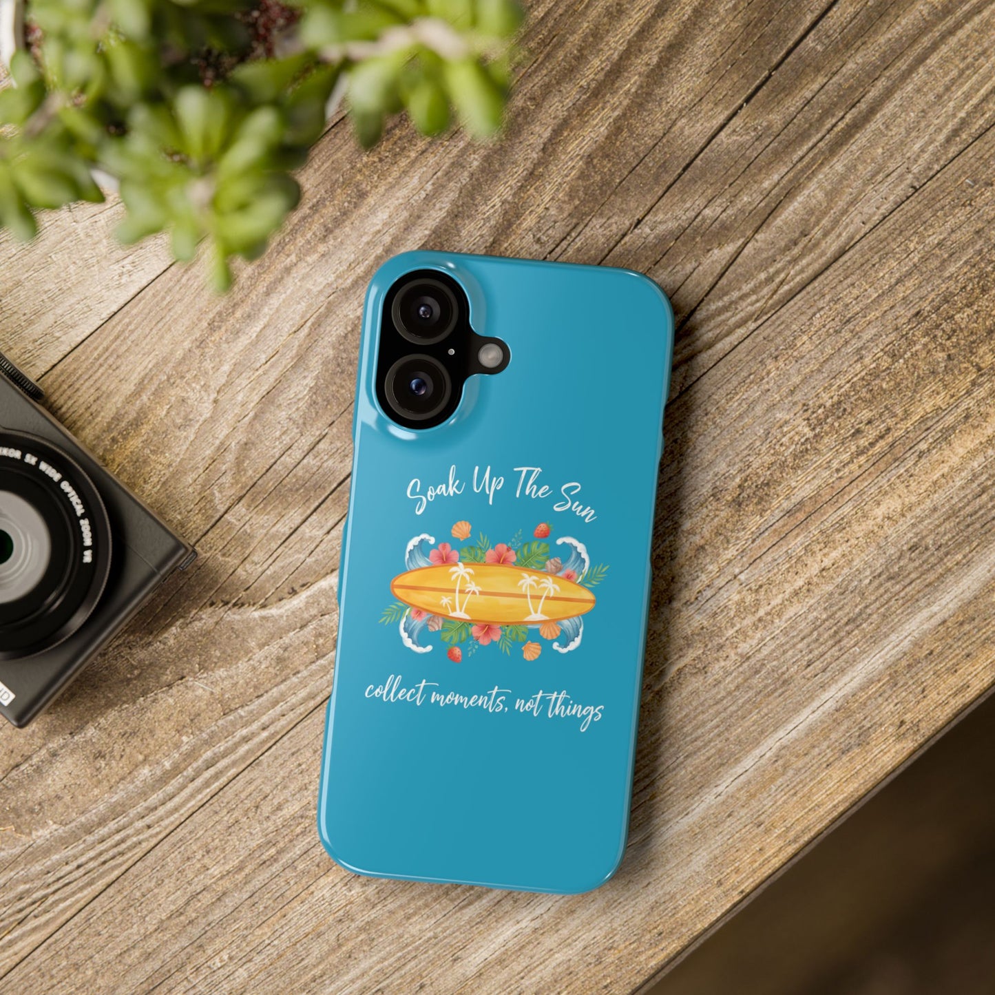 Slim iphone case - Tropical Surfboard Summer Quote Art