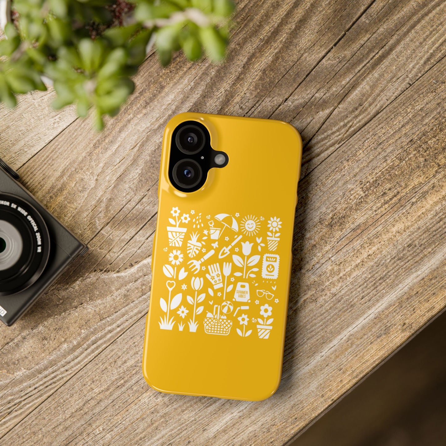 Slim iphone 16 case- Summer Garden Silhouette Icon Art