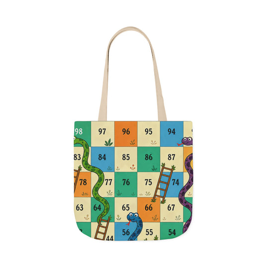 Printable Snakes and Ladders Board Game | Vibrant Cartoon Board Game tote bag Design
