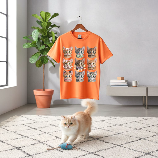 cute minimal kitten's spring pattern - t-shirt