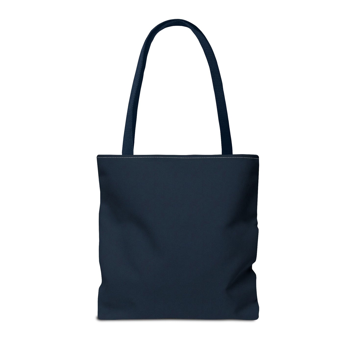 A close-up graphic of a metallic gold zipper opening up dark navy denim fabric - tote bag