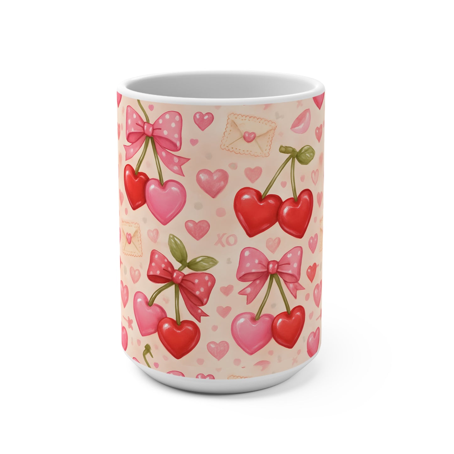15 oz mug - Valentine's cherry pattern
