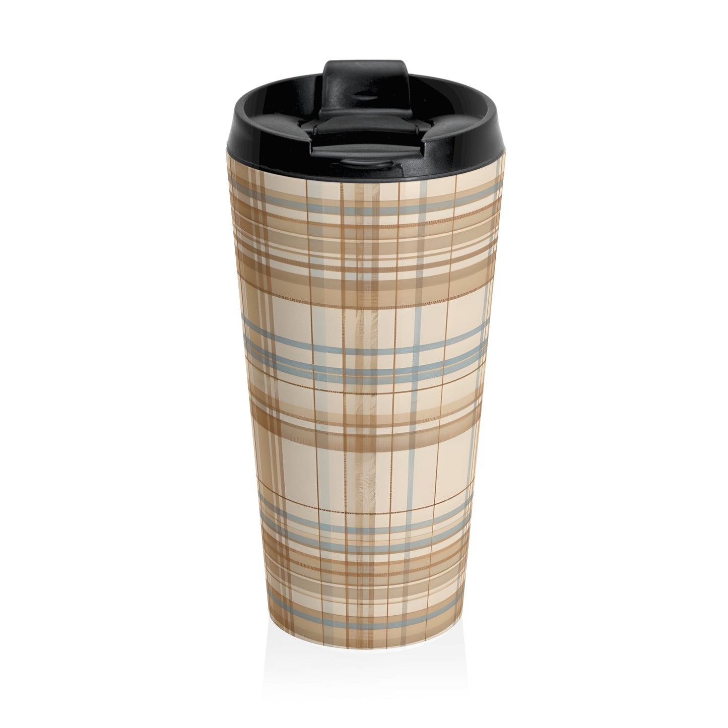 Travel mug - Elegant Beige Tartan Seamless Tile