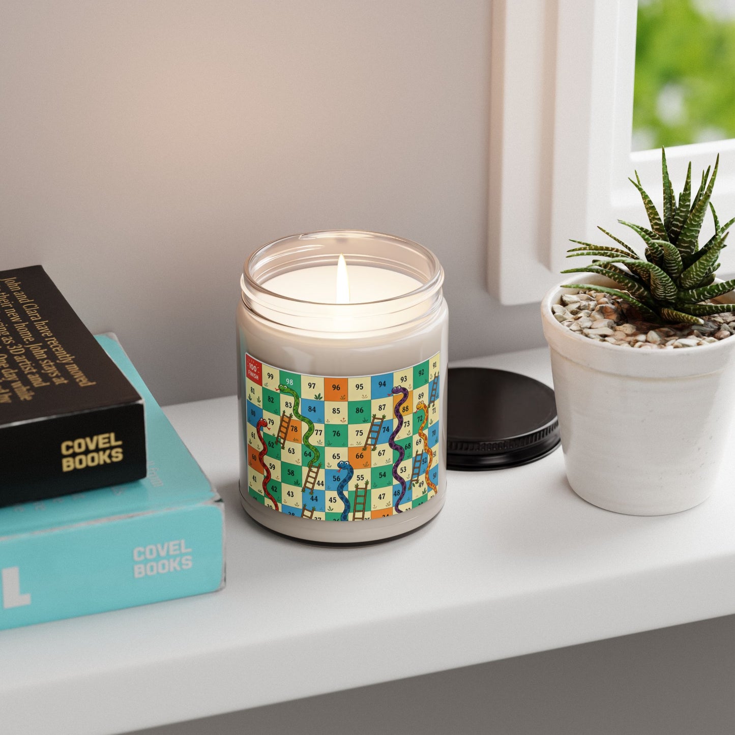 Printable Snakes and Ladders Board Game | Vibrant Cartoon Board Game scented soy candle Design