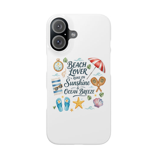 Slim iphone case - Watercolor Beach Lover Aesthetic Quote