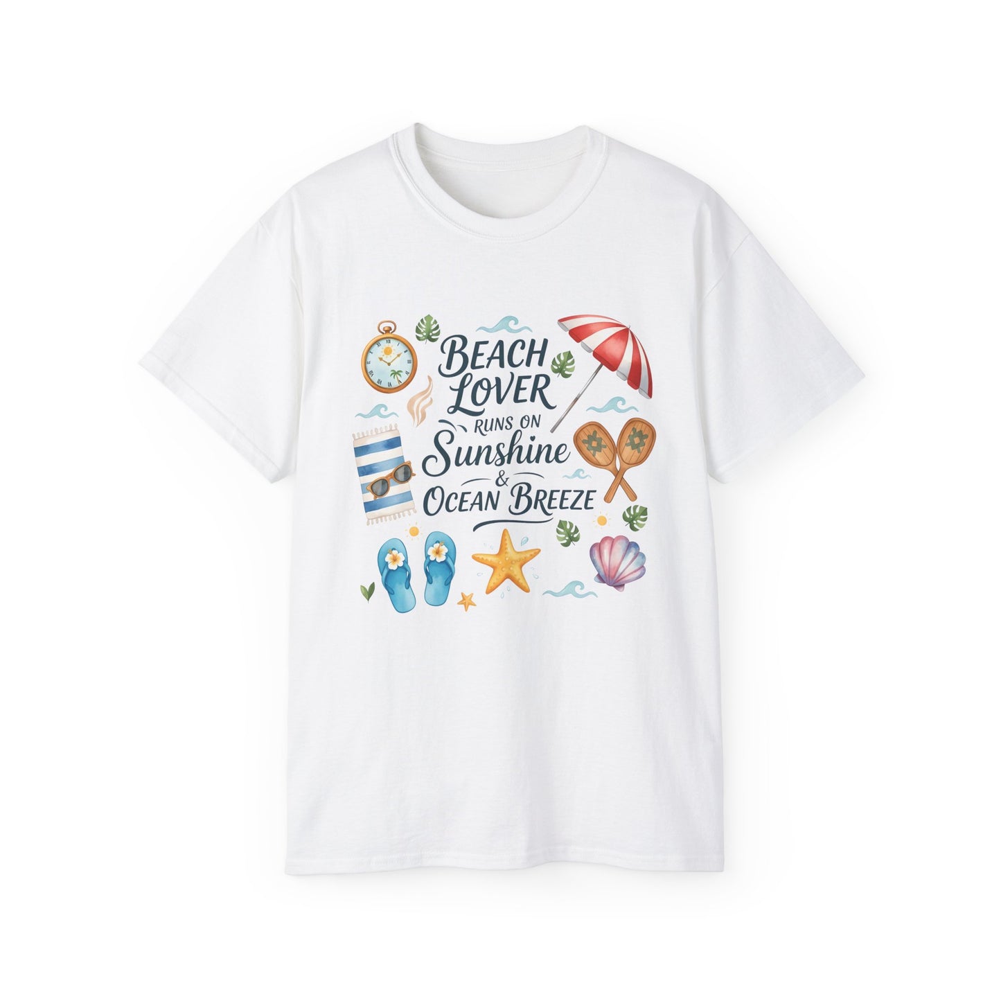 Unisex Ultra Cotton Tee - Watercolor Beach Lover Aesthetic Quote