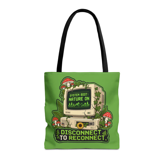 System Boot Nature On: Vintage Cottagecore Tech Graphic Art tote bag