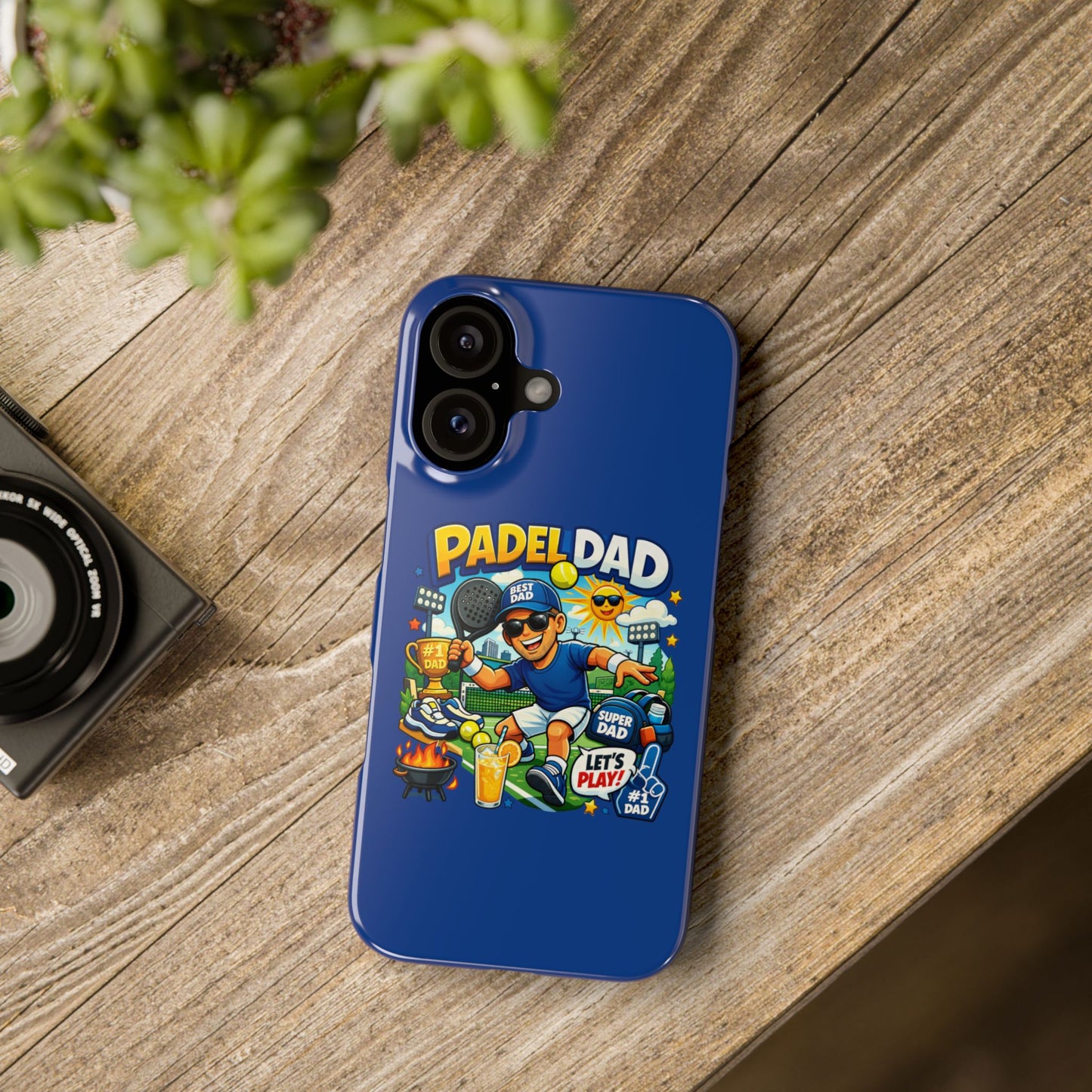 Iphone 16 slim case - Vibrant Cartoon Padel Dad Illustration