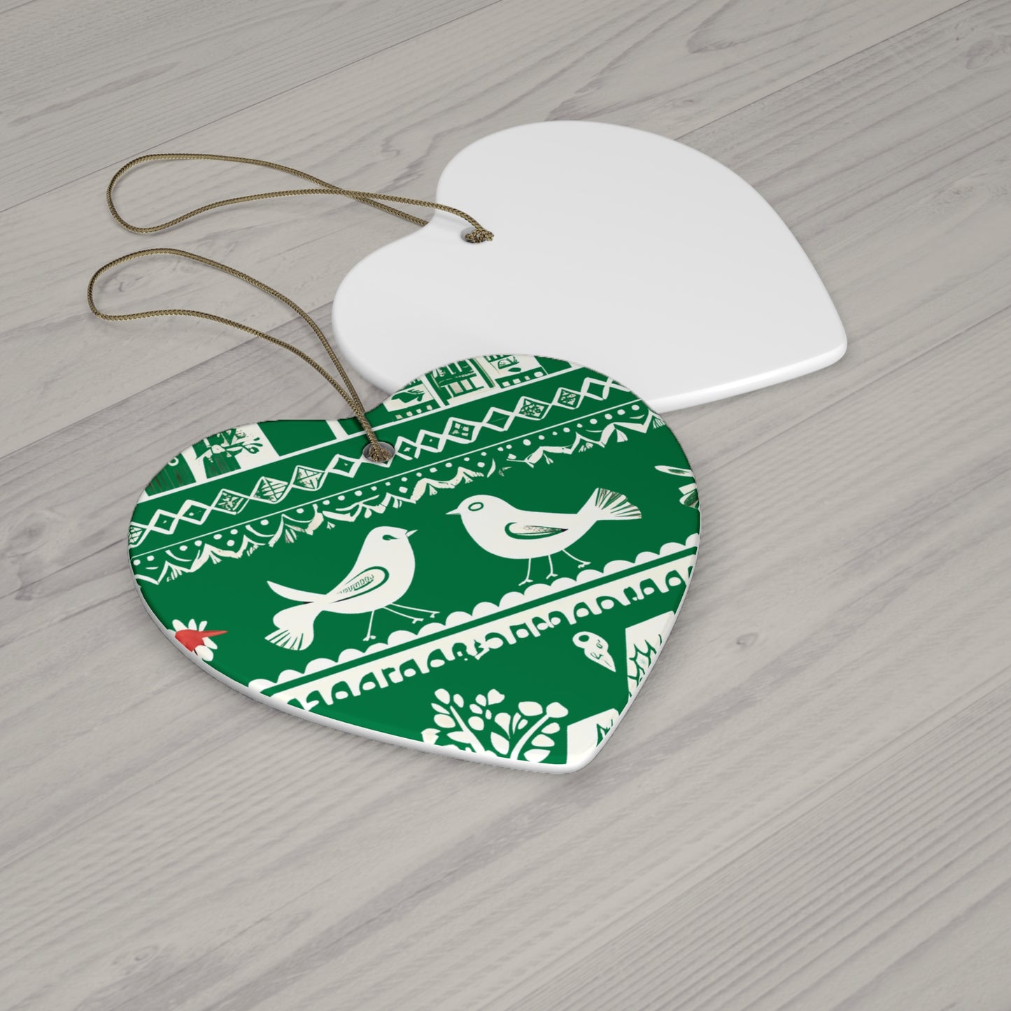 Heart ceramic ornament - the folk art garden pattern