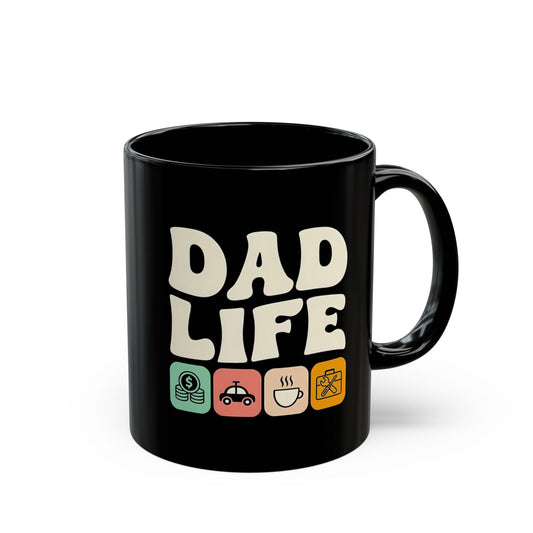 11 oz black mug - Retro Dad Life Graphic