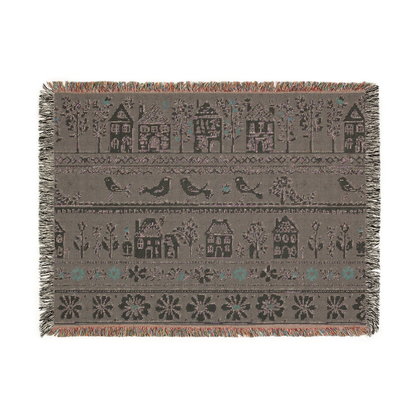Woven blanket - the folk art garden pattern