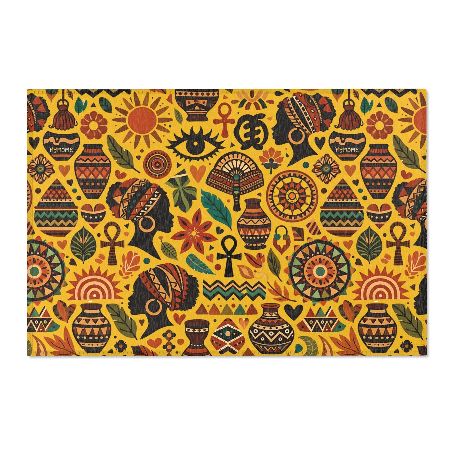 Area rug - Boho Afrocentric Tribal Illustration Pattern