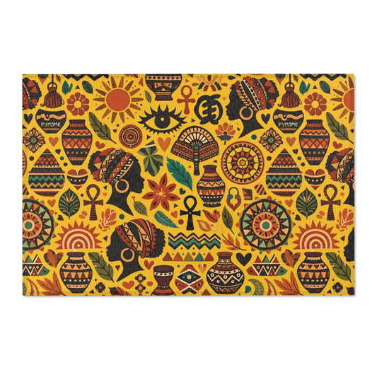 Area rug - Boho Afrocentric Tribal Illustration Pattern