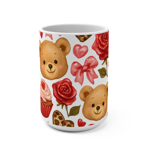 15 oz Ceramic Mug — teddy bear pattern
