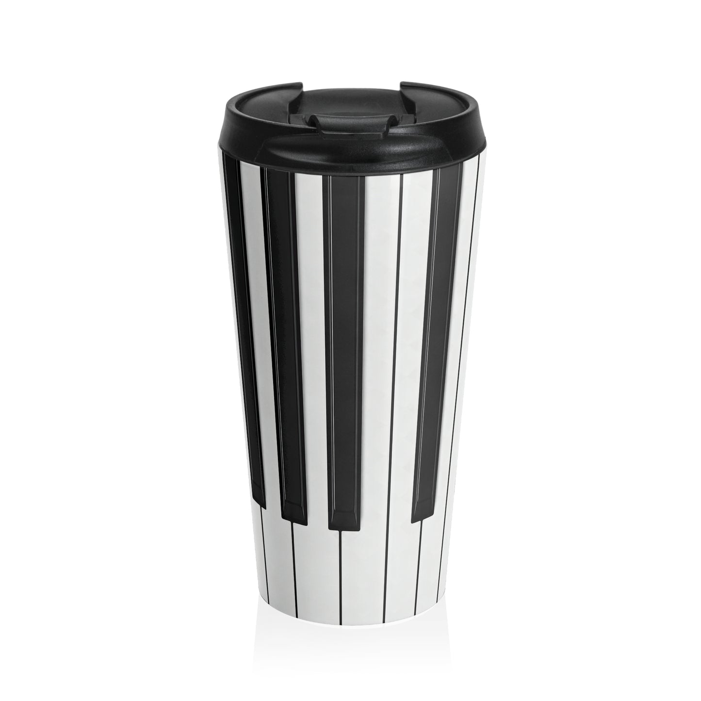 Authentic Miniature Piano Keyboard Pattern travel mug- High-Contrast Minimalist Design for Pianists and Musicians .