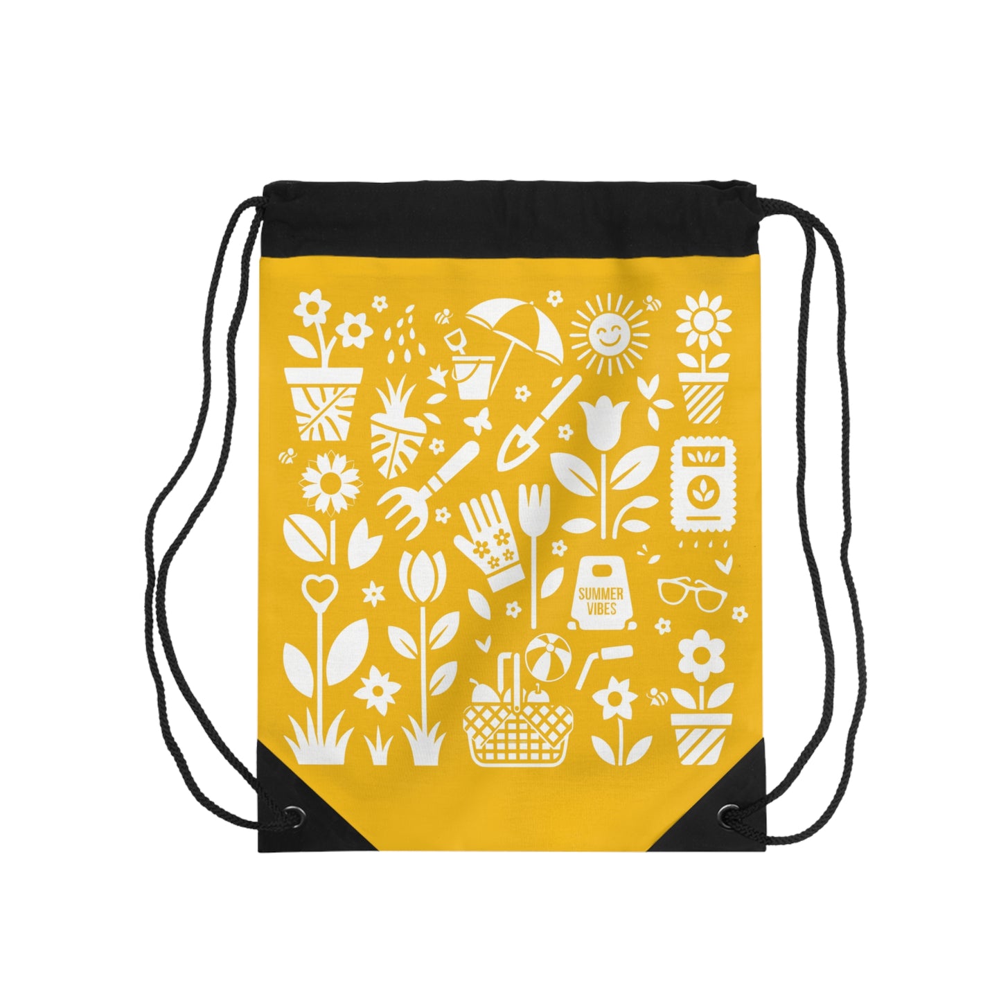 Drawstring bag - Summer Garden Silhouette Icon Art