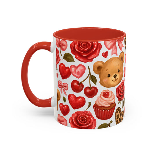 Inside colour mug - teddy bear pattern