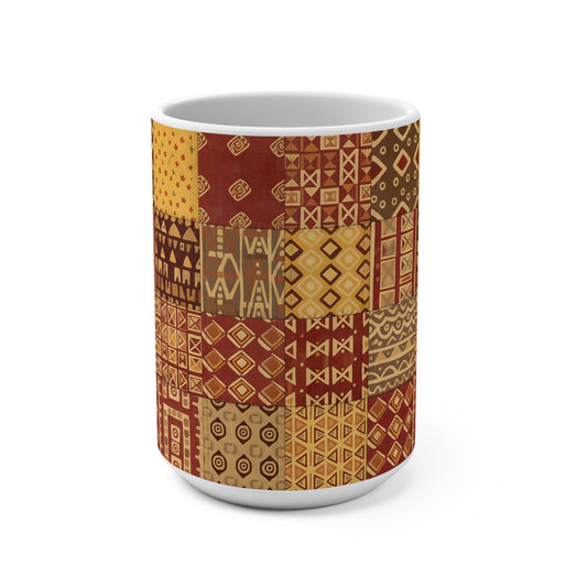 15 oz mug - African Inspired Tribal Mosaic Pattern