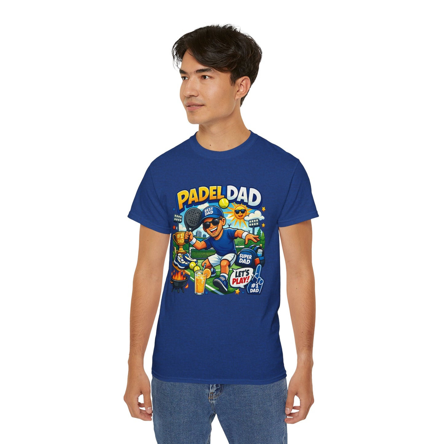 T-shirt - Vibrant Cartoon Padel Dad Illustration