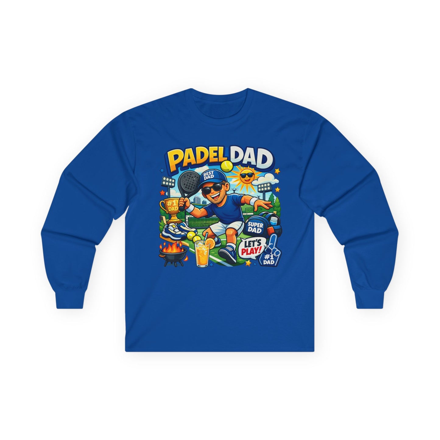 Long sleeves t-shirt - Vibrant Cartoon Padel Dad Illustration