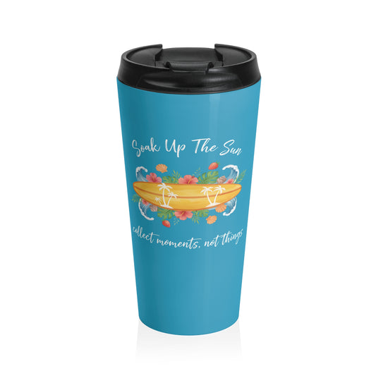 Travel mug - Tropical Surfboard Summer Quote Art