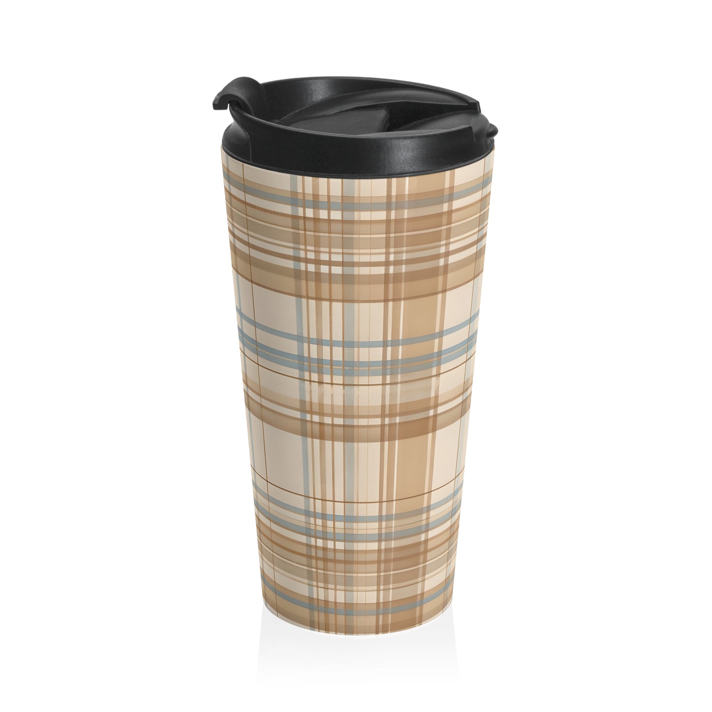 Travel mug - Elegant Beige Tartan Seamless Tile