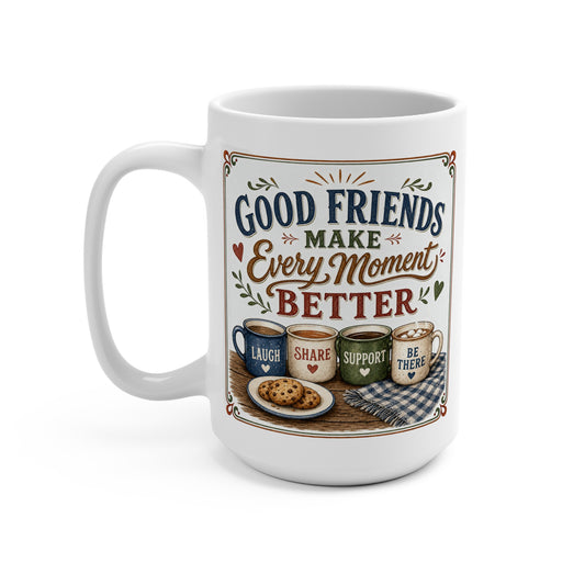 Cozy Friendship Aesthetics: Laugh, Share, Support, Be There Cozy Art - coffee mug