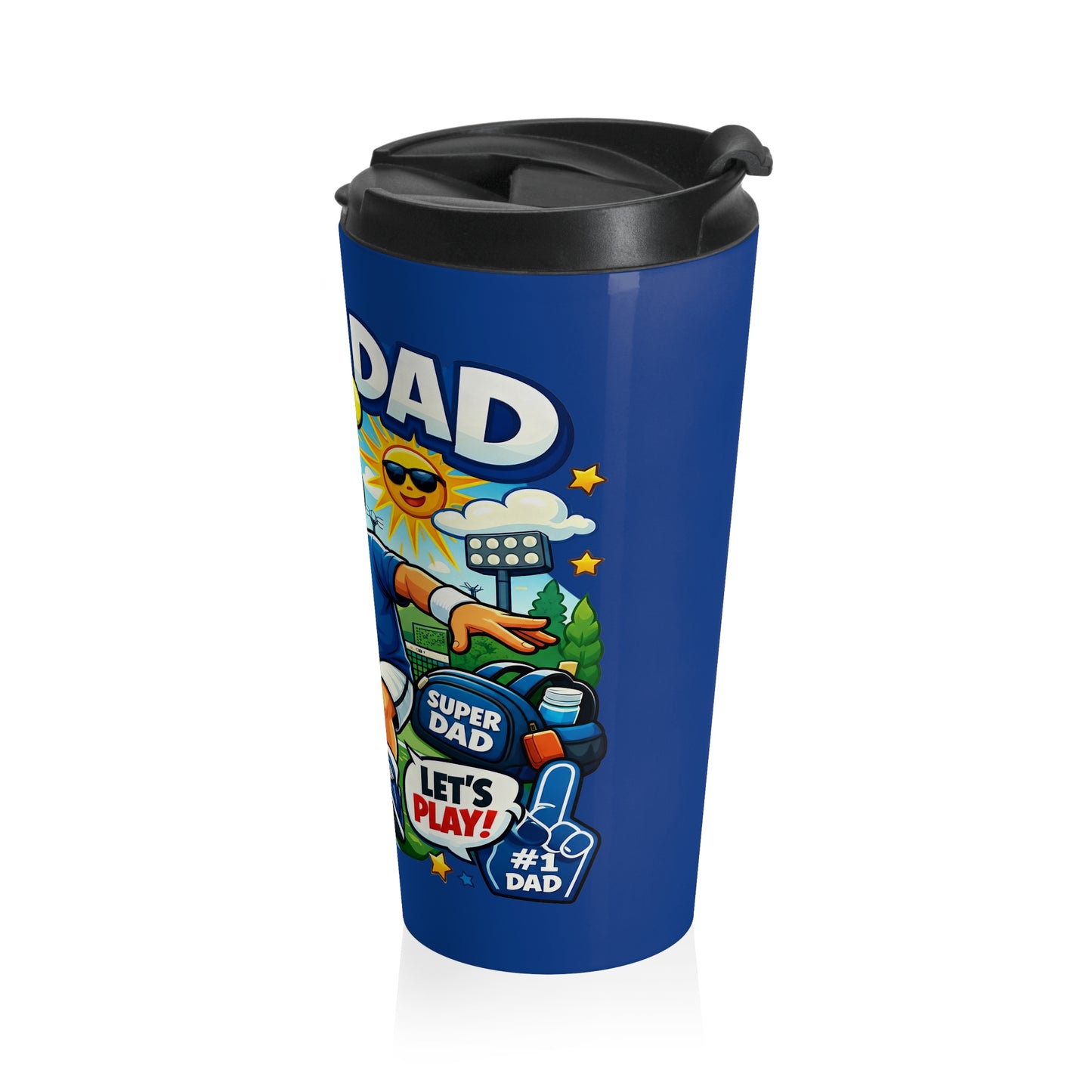 Travel mug - Vibrant Cartoon Padel Dad Illustration