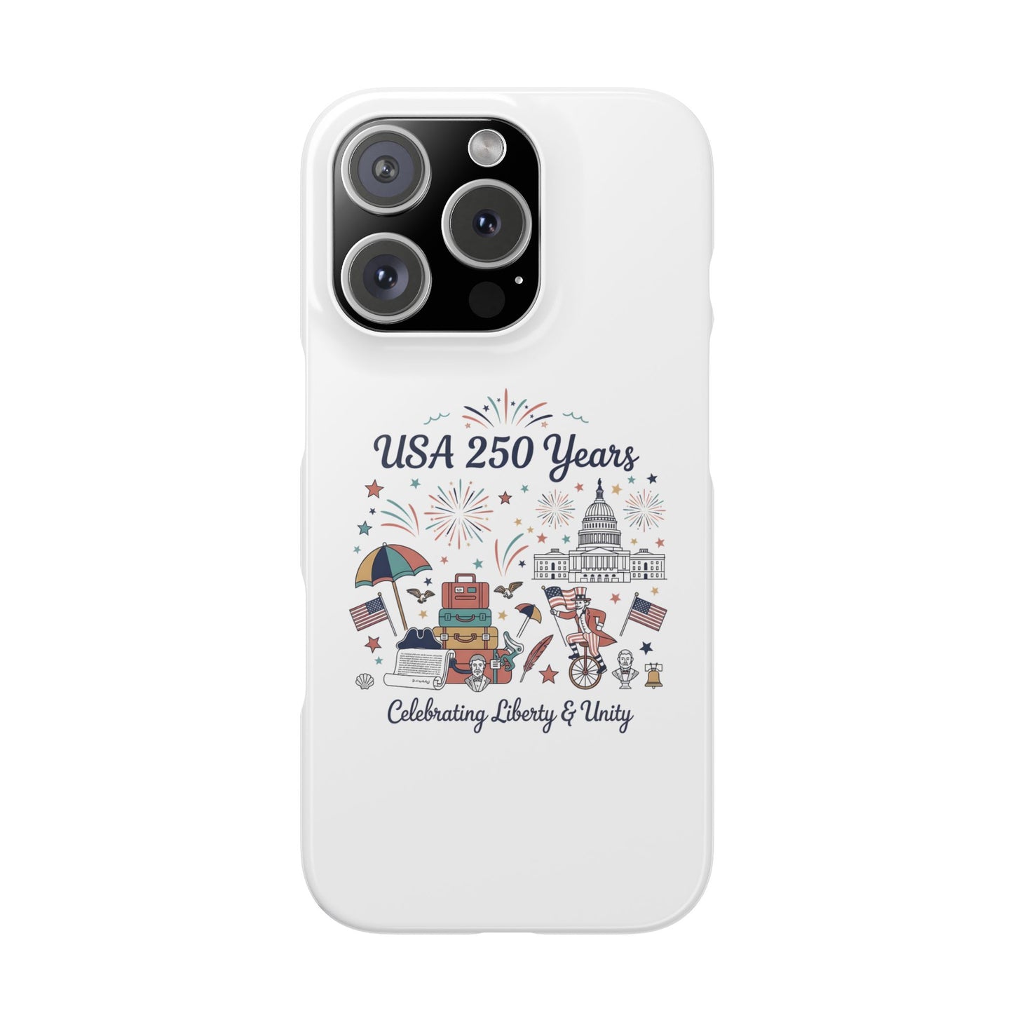 Slim iphone 16 case - Liberty and Unity Semiquincentennial Art