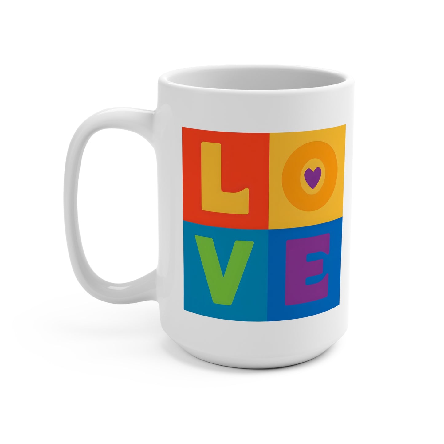 15 oz mug - Love colourful graphic