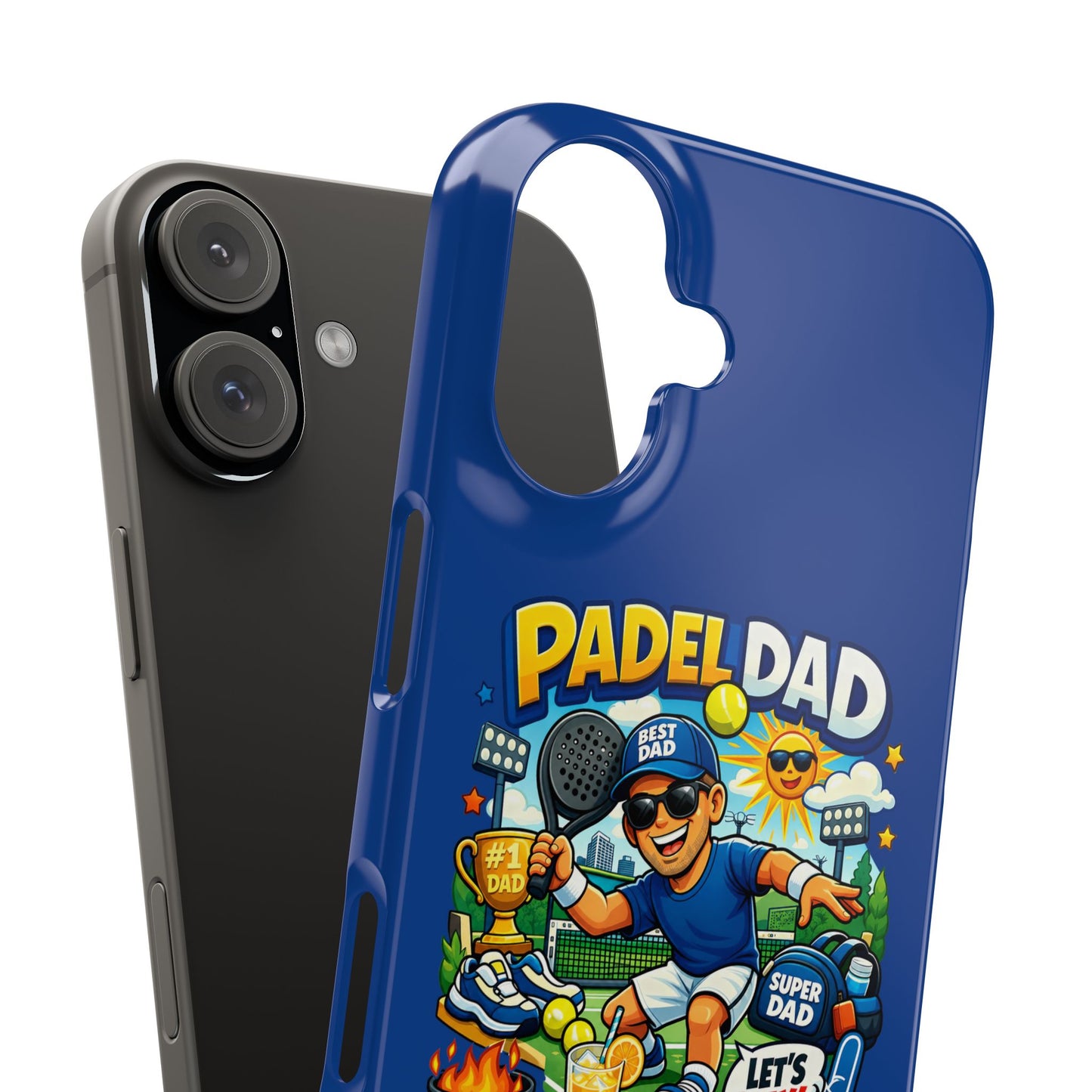 Iphone 16 slim case - Vibrant Cartoon Padel Dad Illustration