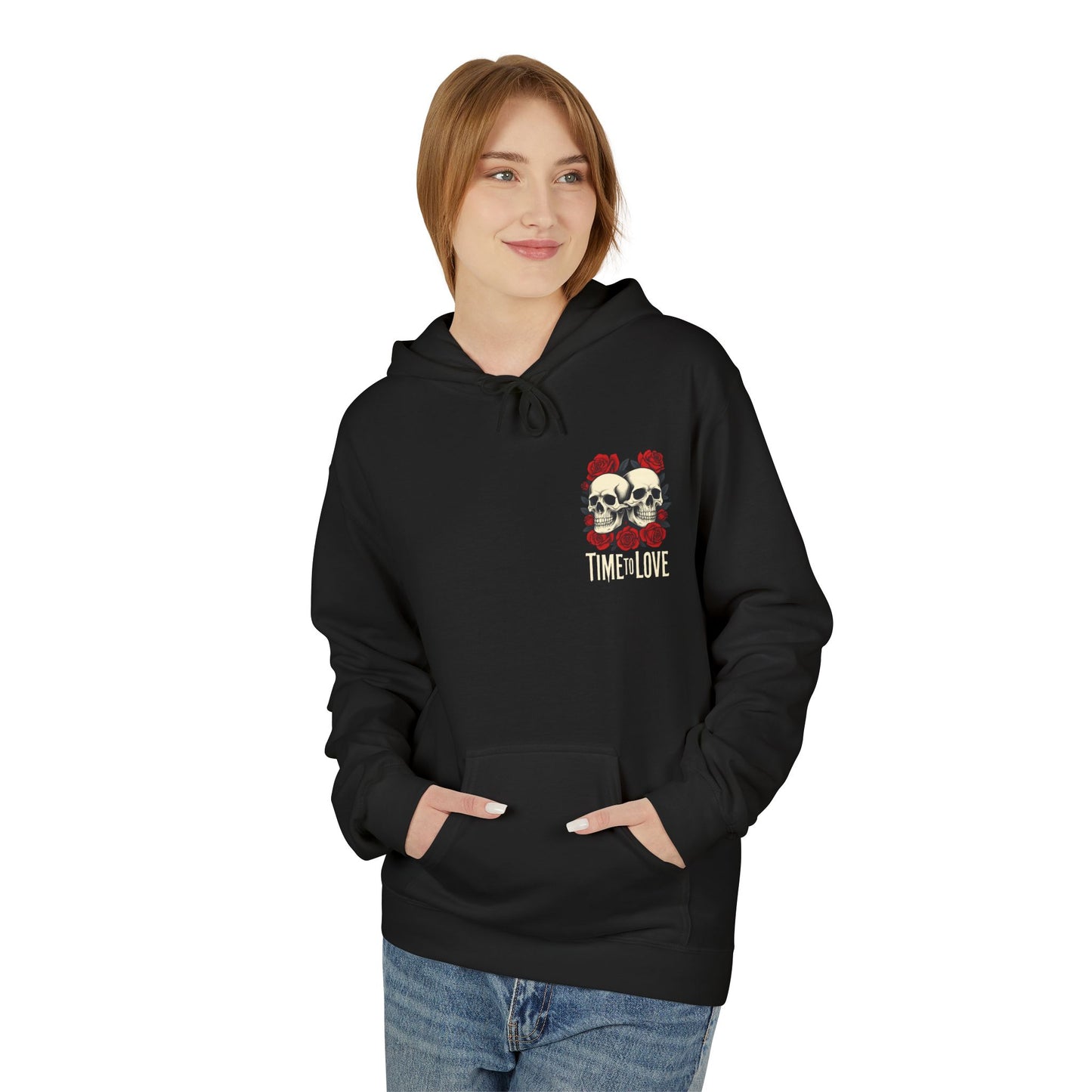 Hoodie - gothic skull love couples